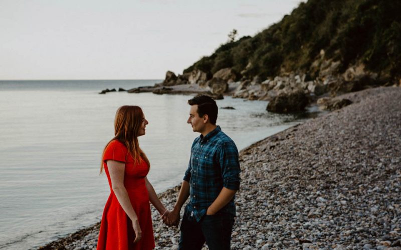 couple on Seaton beach engagement